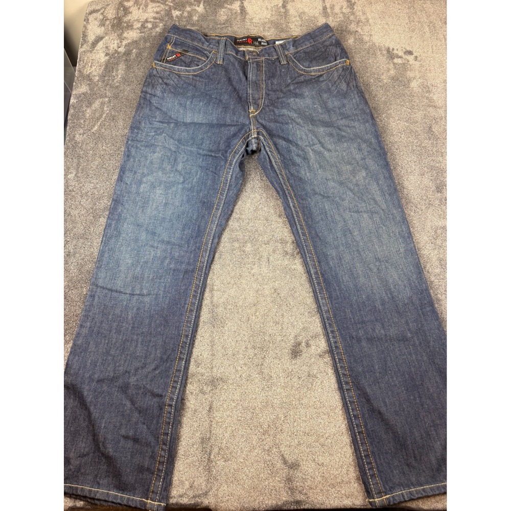 Ariat FR M4 Relaxed Boot Cut Jeans Mens 35x32 Flame Resistant Denim Blue CAT 2